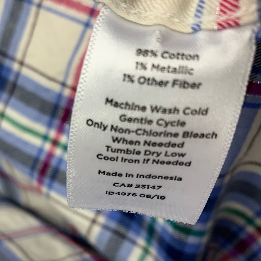 Talbots Blue Checker Button Down Shirt - Picture 8 of 10